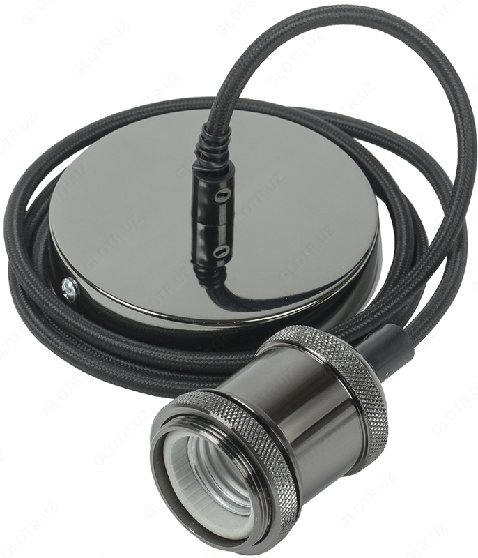 Патрон подвесной E27 со шнуром 1 5 м RETRO черный IEK