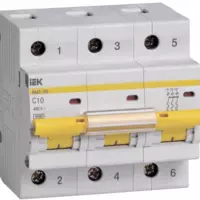 Автоматический выключатель IEK ВА 47-100 3P 10А 10кА х-ка С  трехполюсный