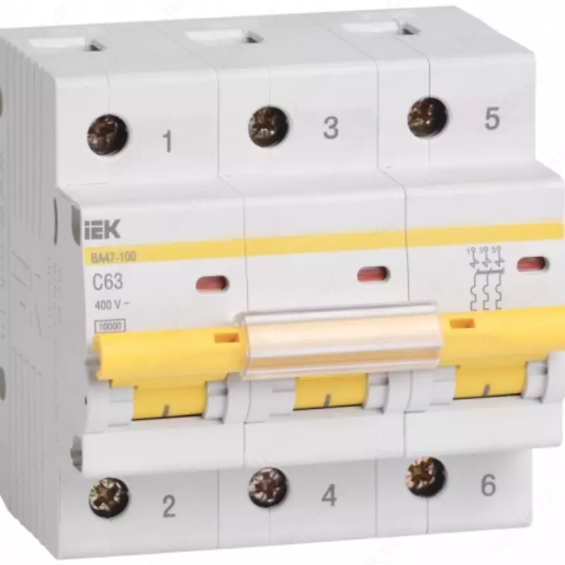 Автоматический выключатель IEK ВА 47-100 3P 63А 10кА х-ка С  трехполюсный