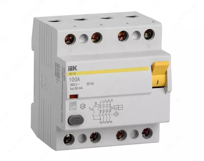Выключатель дифференциальный (УЗО) ВД1-63 4Р 100А 30мА IEK