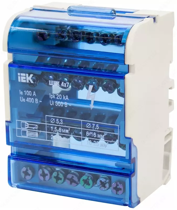 Шины на DIN-рейку в корпусе (кросс-модуль) ШНК 4х7 3L+PEN IEK