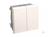 Выключатель проходной (переключатель) двухклавишный ВК4-22-00-П (на 2 модуля) ПРАЙМЕР белый IEK