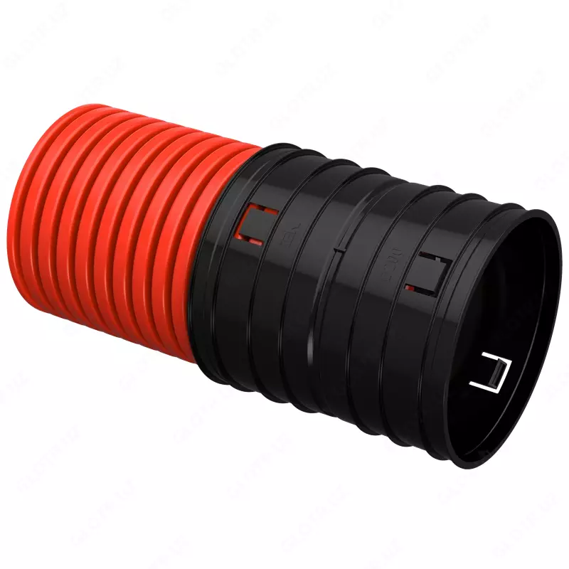  Труба гофрированная двустенная ПНД d=200 мм красная (25м) IEK - 