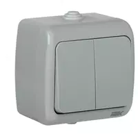 Выключатель 2-клавишный для открытой установки ВС-20-2-0-А 10А IP54 AQUATIC IEK