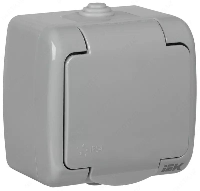 РСш12-2-А Розетка одноместная с заземлением и крышкой для открытой установки 16А IP54 AQUATIC IEK