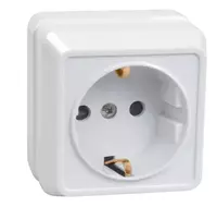 Розетка 1-местная с з/к для открытой установки РС20-3-ОБ 16А OKTAВA IEK  белый
