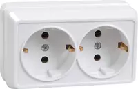  Розетка 2-местная с з/к для открытой установки РС22-3-ОБ 16А OKTAВA IEK  белый - 