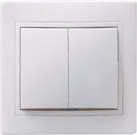  Выключатель 2-клавишный ВС10-2-0-КБ 10А КВАРТА IEK  белый - 
