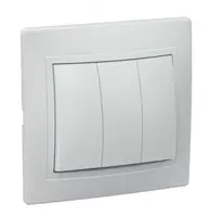 Выключатель 3-клавишный ВС10-3-0-КБ 10А КВАРТА IEK  белый