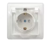 Розетка 1-местная c з/к  с защитной шторкой и крышкой РСбш10-3-ККБ-44 16А IP44 КВАРТА IEK  белый
