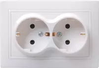 Himoya panjasi bolmagan 2-gang c/c rozetkasi RS12-3-KB 16A QUARTA IEK  oq