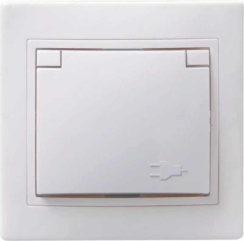 Розетка 1-местная c з/к  с защитной шторкой и крышкой РСбш10-3-КБ 16А КВАРТА IEK  белый