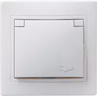  Розетка 1-местная c з/к  с защитной шторкой и крышкой РСбш10-3-КБ 16А КВАРТА IEK  белый - 