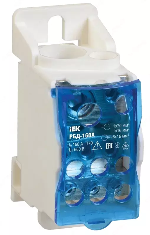 DIN-ray IEK boyicha RBD-160A tarqatish bloki