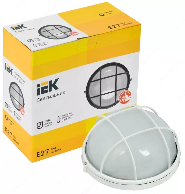  Светильник НПП1102 белый/круг с решеткой 100 Вт IP54 ИЭК - 