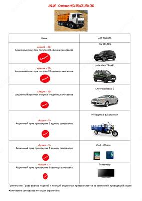 620 000 000 сум / шт. Самосвал МАЗ-551605-280-050