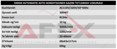 Газозаправочное оборудование для автомобильных кондиционеров (полуавтоматическое) AF-SD8 - 15 552 199 сум / шт.