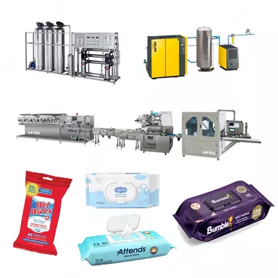 Автоматическая линия для производства влажных салфеток с 12 рядами (на 30-120 штук) AFX-2000JB