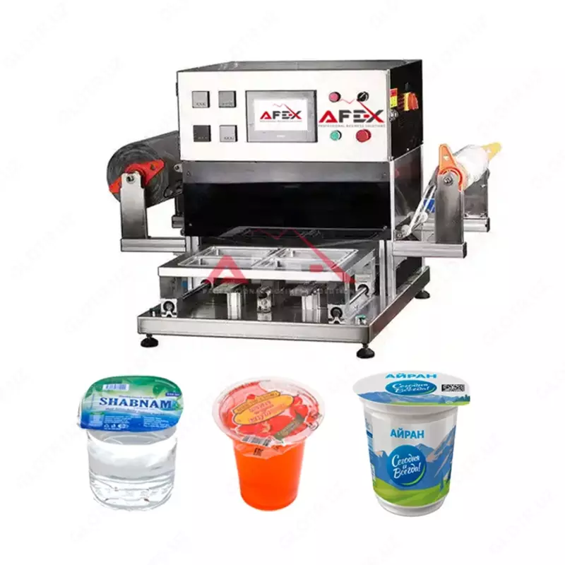 Plastik idishlar tepasiga plyonka yopishtirish uskunasi 4 qolipli