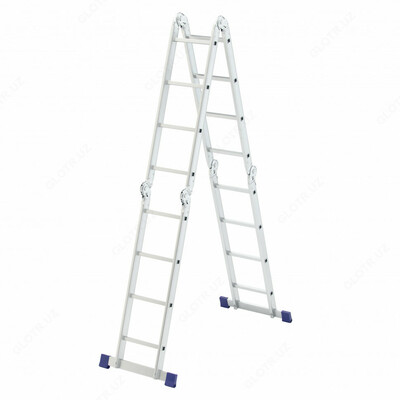 Menteşeli alyuminiy narvon, 4 x 4 qadam, Rossiya