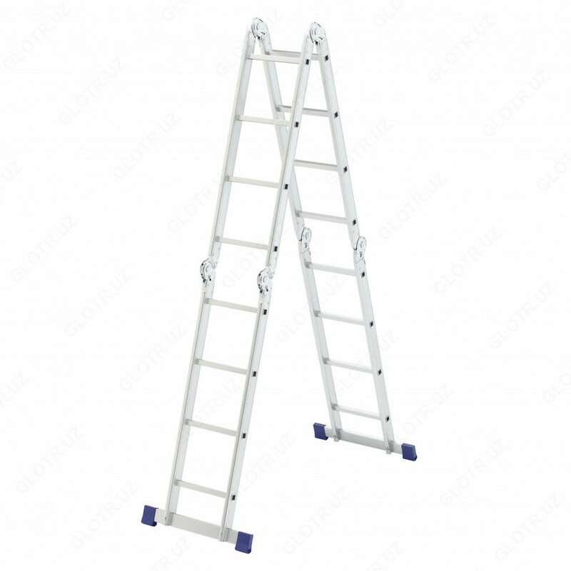 Menteşeli alyuminiy narvon, 4 x 4 qadam, Rossiya