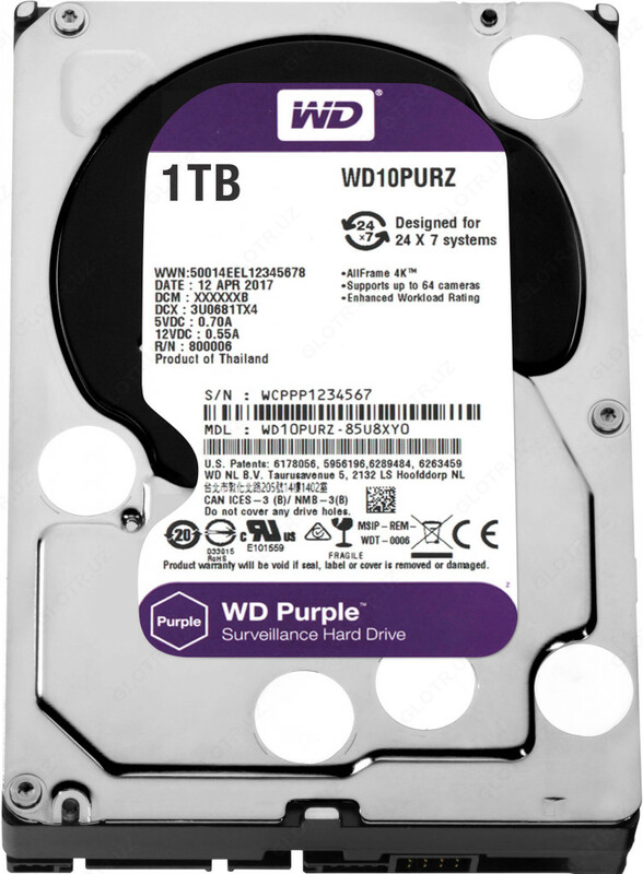Жёсткий диск для видеонаблюдения  WD - Purple HDD 1Tb