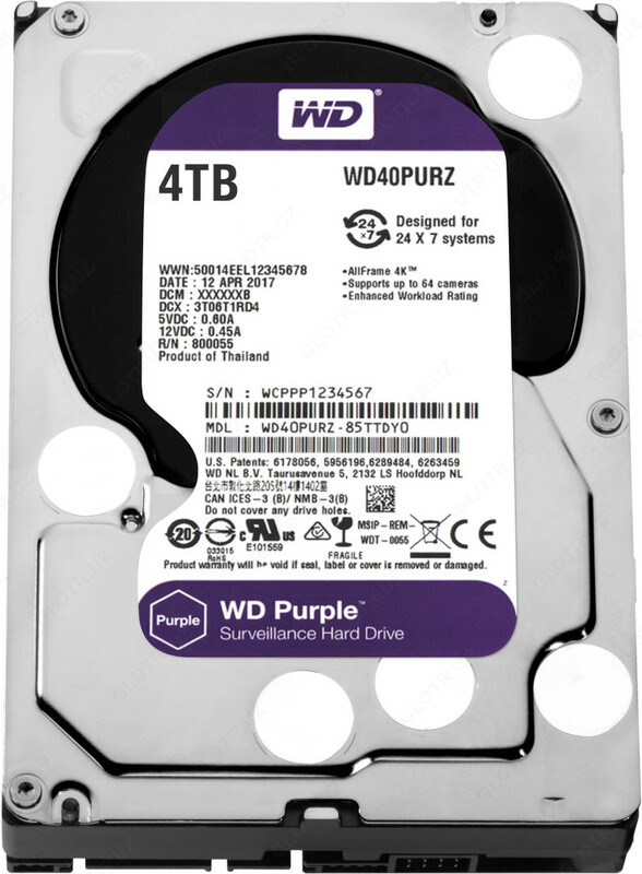 Жёсткий диск для видеонаблюдения  WD - Purple HDD 4Tb