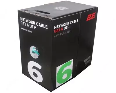 Сетевой кабель 2E CAT 6, U-UTP, 305м, AWG 23/1, LSZH-1, зеленый арт (2E-CBL6EUTP-LSZH1-GRN)