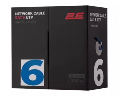 Сетевой кабель 2E CAT 6, U-UTP, 305м, AWG 23/1, LSZH-1, синий арт (2E-CBL6EUTP-LSZH1-BLU)
