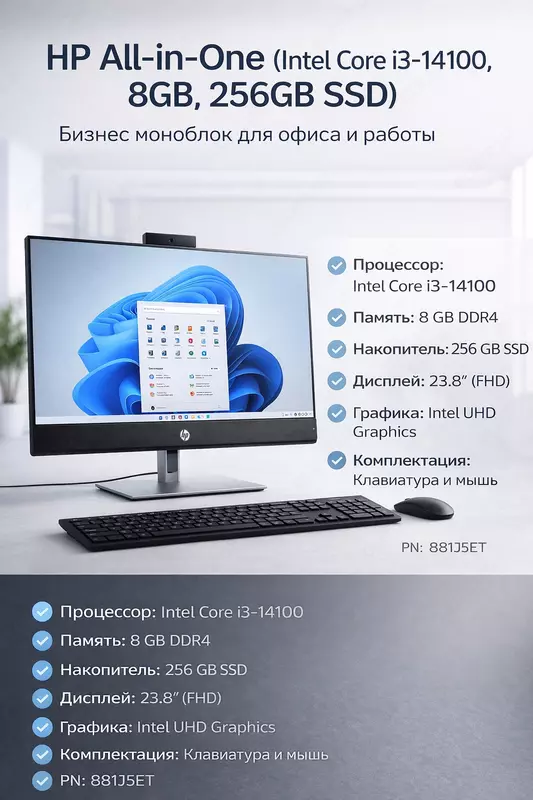 HP All-in-One ofis uchun 24 ta biznes-monoblok