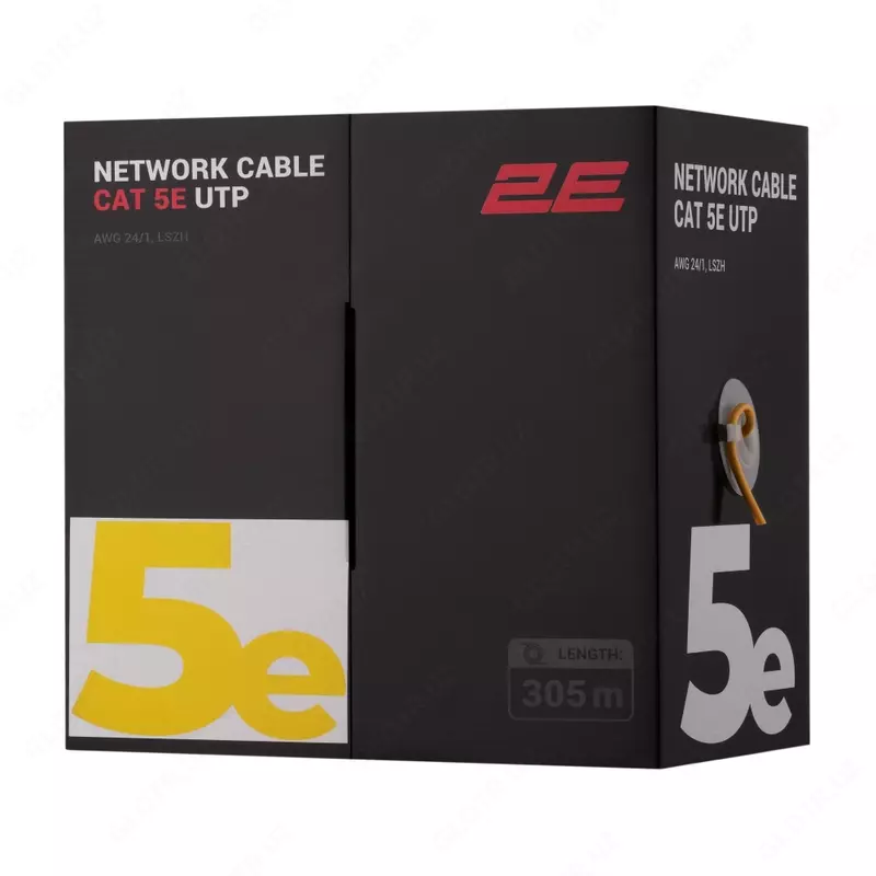 2E CAT 5e UTP LSZH 305m Yellow kabeli (2E-CBL5EUTP-LSZH-YLW)