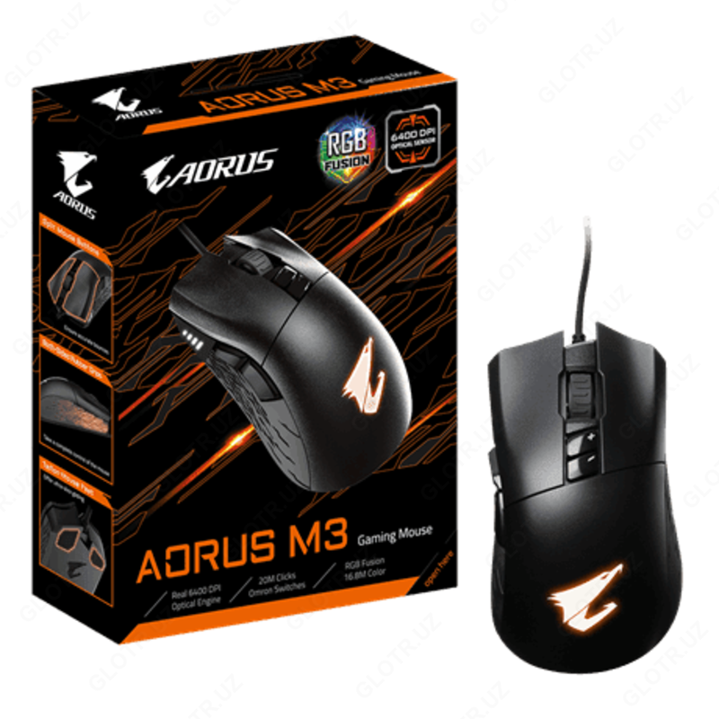 Мышка - Gigabyte AORUS M3 GAMING MOUSE Pixart 3988  200-6400 dpi  RGB