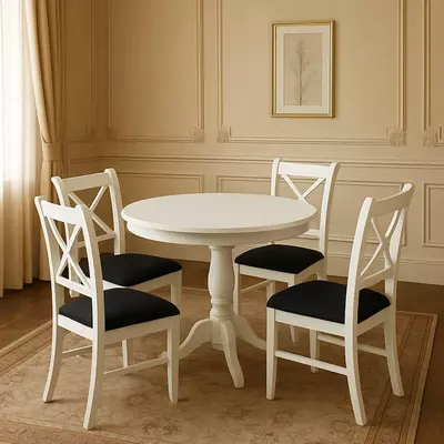 4 стула) "SEGAMA MEBEL" (Черный/белый)