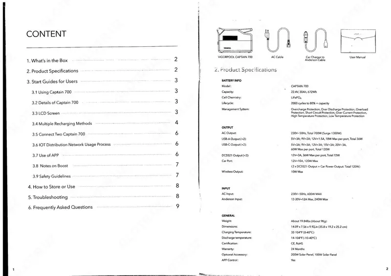 Источник резервного питания с зарядкой от сети и солнечных панелей VigorPool Captain 700 - от {0} сум