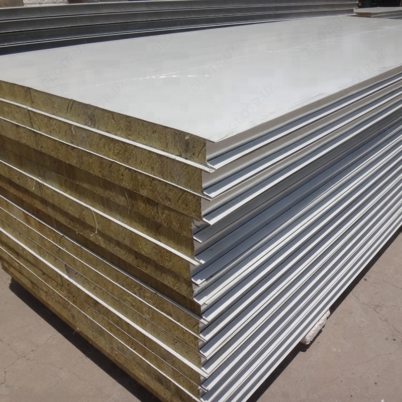 Стеновой сэндвич панель с базальтовым утеплителем, 100 мм. (толщина метала 0,4мм Российский)