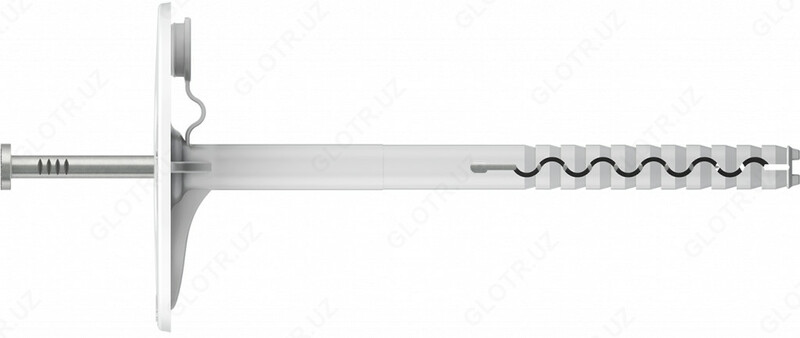 Тарельчатый дюбель «ЗОНТ»  8/60-120мм с забивным  стальным распорным элементом и термозаглушкой.