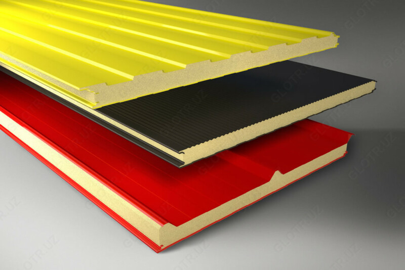 Кровельная сэндвич-панель с базальтовым утеплителем, 75 мм ( толщина метала 0,4 мм Российский)