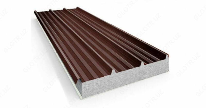 Кровельная сэндвич-панель с наполнителем Пенополистрол  75 мм ( толщина метала 0 4 мм Российский)