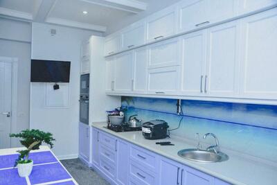 Кухонный гарнитур в фиолетовом цвете