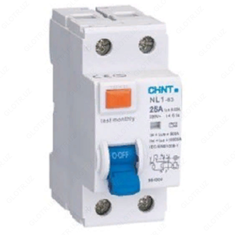 Устройство защитного отключения NL1-63 6kA 2P 25A 30mA type AC