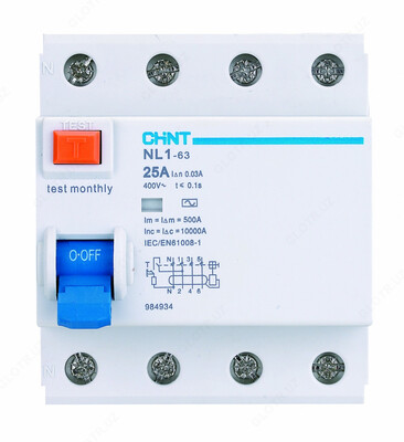 Устройство защитного отключения NL1-63 6kA 4P 25A 30mA type AC