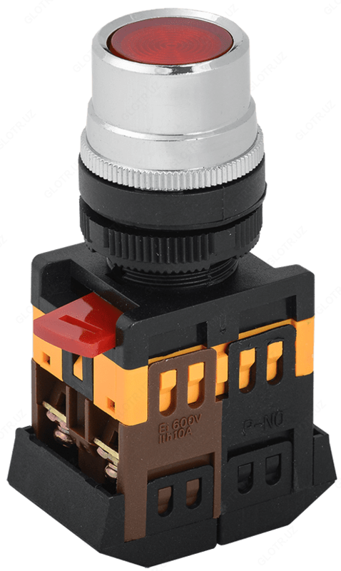 Кнопка ABLFS-22 красный d22мм неон/240В 1з+1р IEK