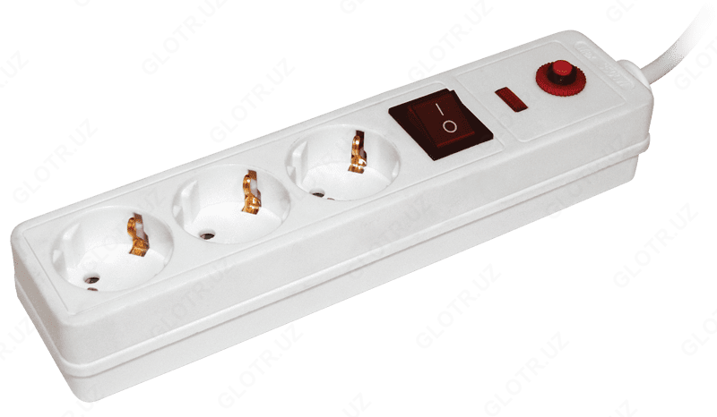 Сетевой фильтр СФ-03К-выкл. 3 места 2P+PE/1 5метра 3х1мм2 IEK