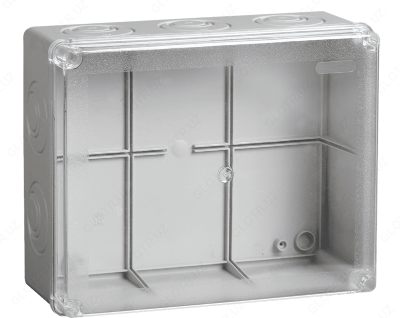 Коробка КМ41242 распаячная для о/п 150х110х70 мм IP55 (RAL7035  10 гермовводов)(30шт)