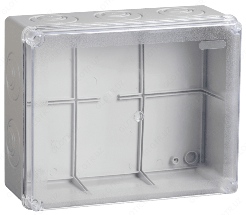 Коробка КМ41274 распаячная для о/п 240х195х165 мм IP55 (RAL7035  кабельные вводы 5 шт)