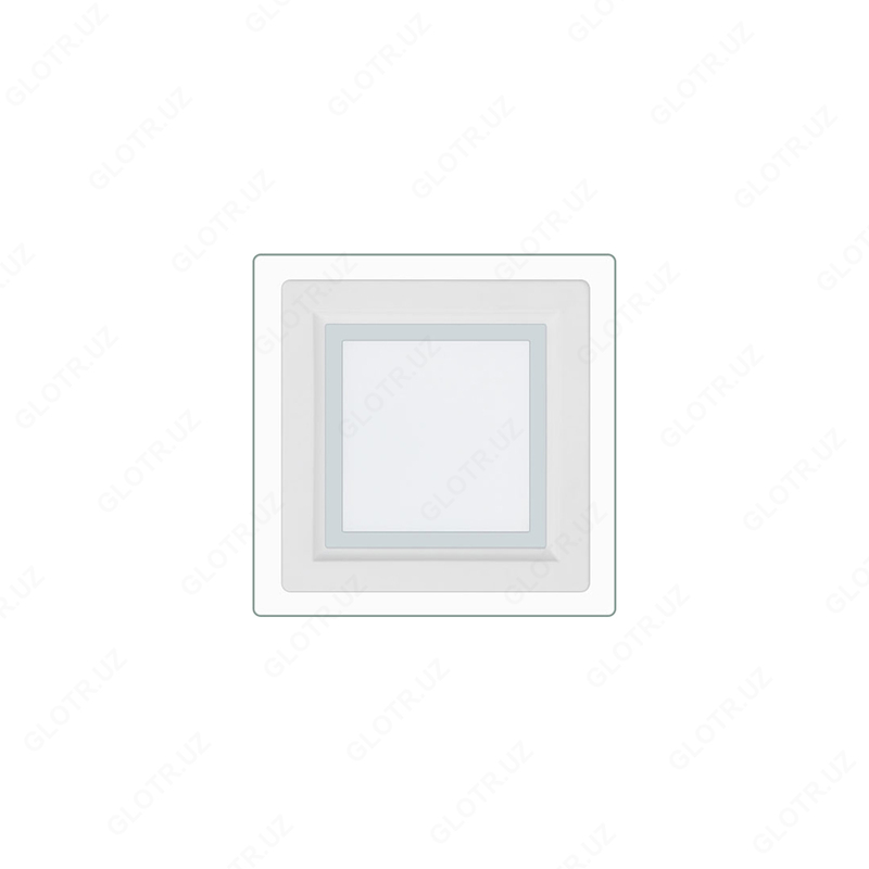 Светодиодный встраиваемый светильник квадратный UltraGlass ДВО1820 12W-6000K-Wh ELT