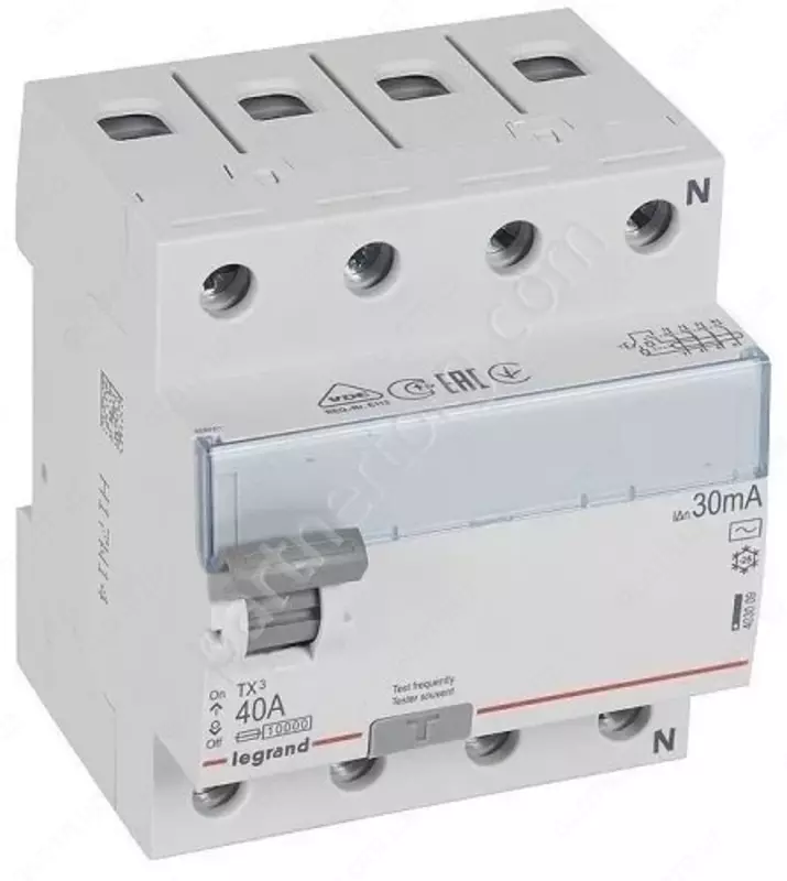 Qoldiq oqim kaliti TX³ - 4P - 40 A - AC turi - 30 mA - 4 modul