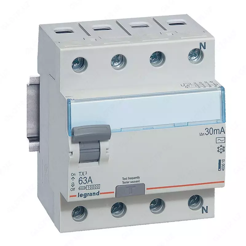 Qoldiq oqim kaliti TX³ - 4P - 25 A - AC turi - 30 mA - 4 modul