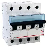 Автоматический выключатель TX³ 6000 - 6 кА - тип характеристики C - 4П - 400 В~ - 25 А - 4 модуля