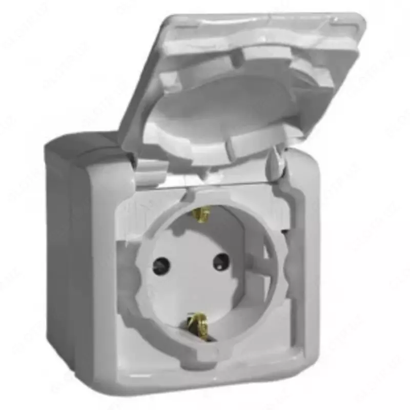 Розетка 2К+З шт IP44 СЕРАЯ